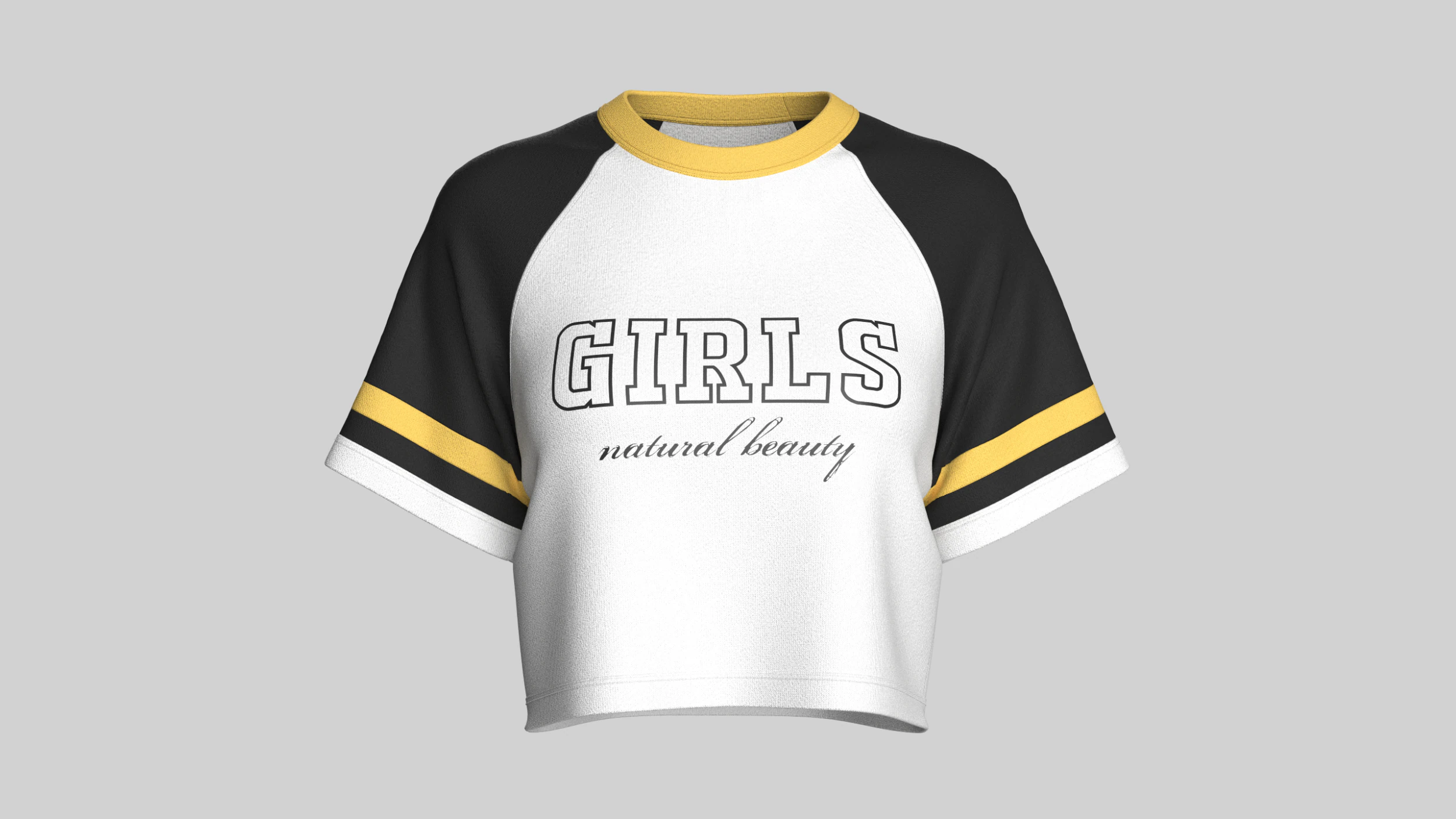 Girls Printed Raglan Crop Top 3D Model .c4d .max .obj .3ds .fbx .stl .blend 