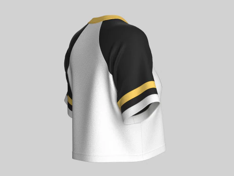 Girls Printed Raglan Crop Top 3D Model