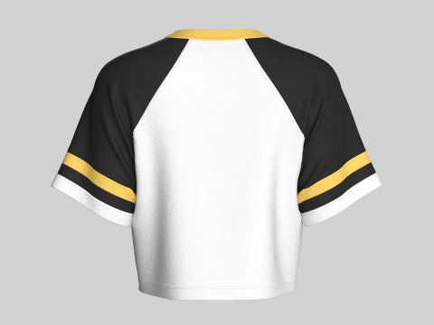 Girls Printed Raglan Crop Top 3D Model