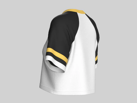 Girls Printed Raglan Crop Top 3D Model