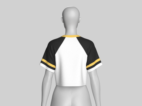 Kız &Ccedil;ocuk Baskılı Raglan Crop Top 3D Model