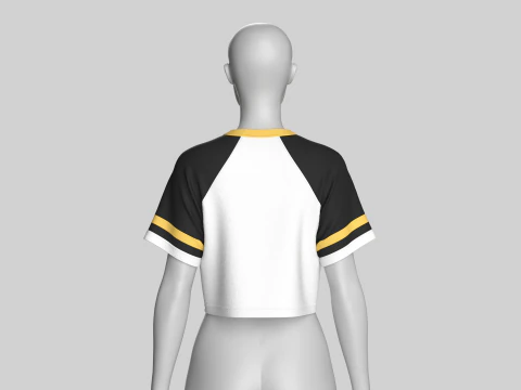 Girls Printed Raglan Crop Top 3D Model