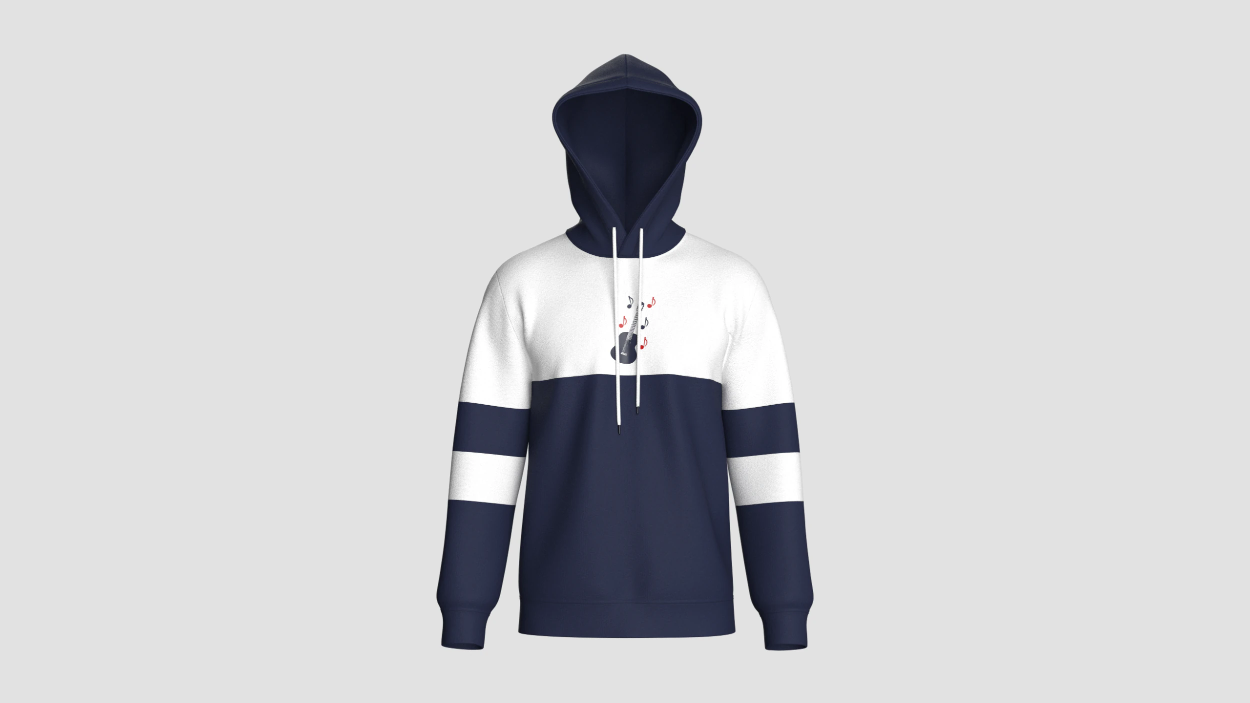 Men Color Block Printed Hoodie 3D Model .c4d .max .obj .3ds .fbx .stl .blend 