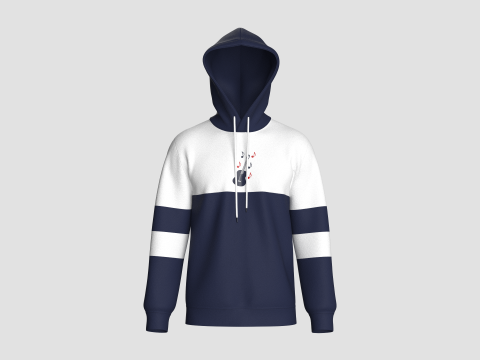 Moletom com capuz estampado em bloco colorido masculino Modelo 3D