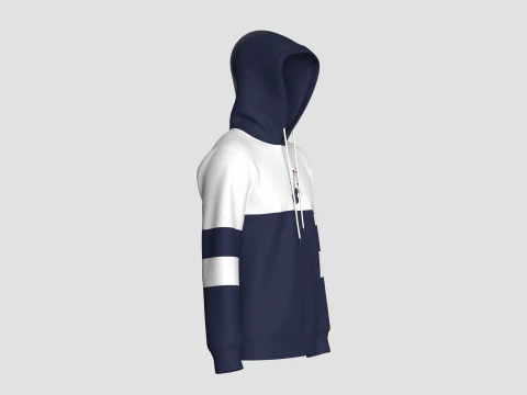 Men Color Block Printed Hoodie 3D Model