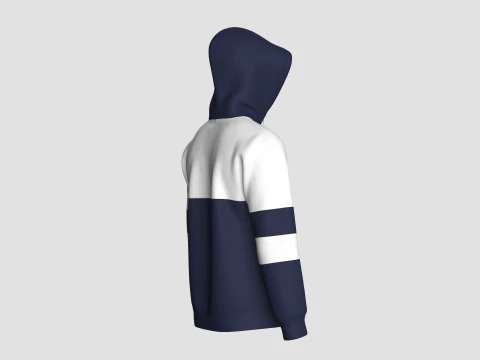 Men Color Block Printed Hoodie 3D Model