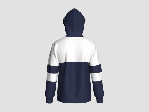 Men Color Block Printed Hoodie 3D Model