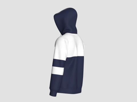 Men Color Block Printed Hoodie 3D Model