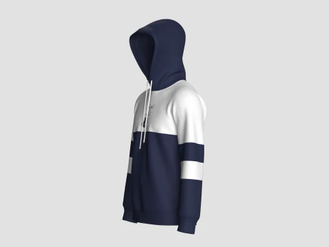 Men Color Block Printed Hoodie 3D Model