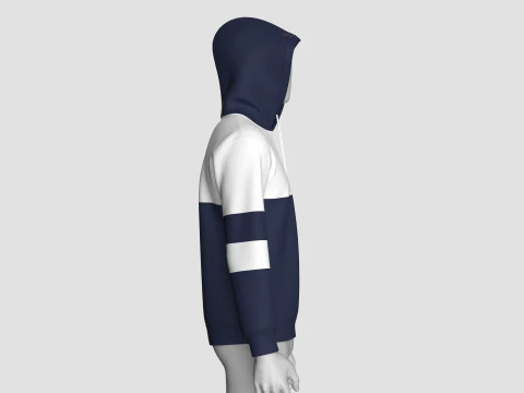 Men Color Block Printed Hoodie 3D Model