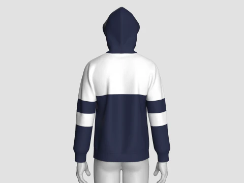Men Color Block Printed Hoodie 3D Model
