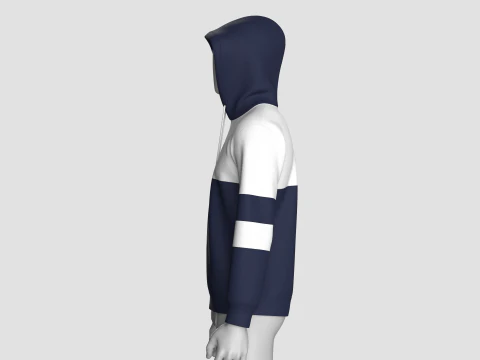 Men Color Block Printed Hoodie 3D Model
