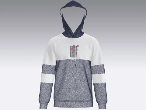 Men Color Block Printed Hoodie 3D Model
