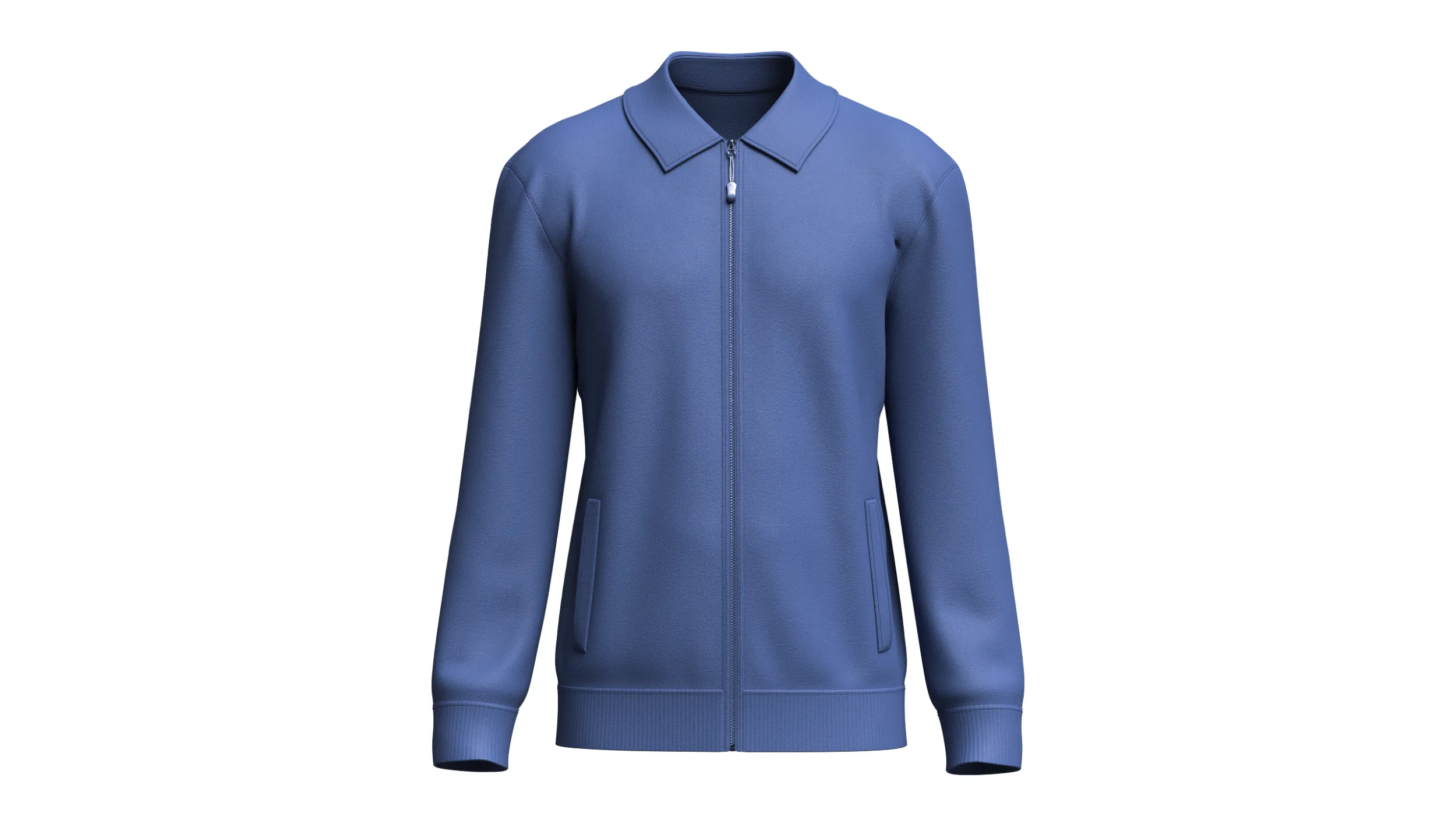 Men Navy Blue Zip-Up Jacket 3D Model .c4d .max .obj .3ds .fbx .stl .blend 