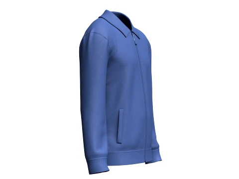 Men Navy Blue Zip-Up Jacket 3D Model