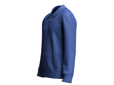 Men Navy Blue Zip-Up Jacket 3D Model