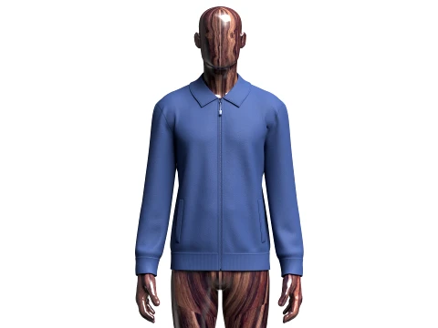 Men Navy Blue Zip-Up Jacket 3D Model