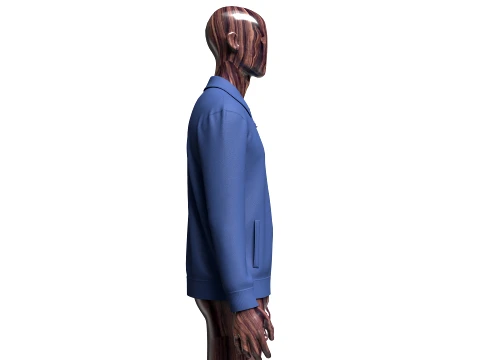 Men Navy Blue Zip-Up Jacket 3D Model