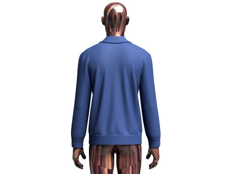 Men Navy Blue Zip-Up Jacket 3D Model