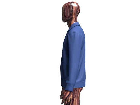 Men Navy Blue Zip-Up Jacket 3D Model