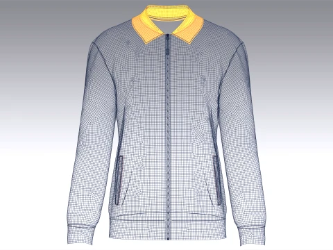 Men Navy Blue Zip-Up Jacket 3D Model