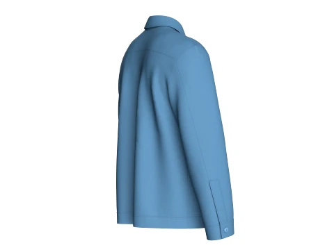 Men Utility Button-Up Jacket With Multi Pockets 3D Model