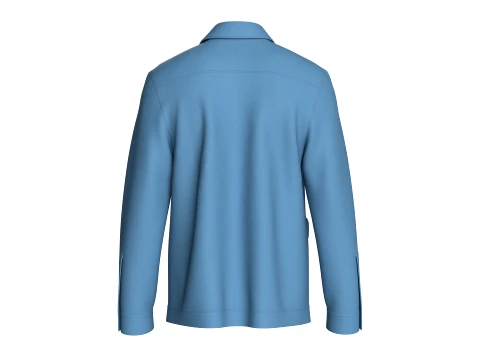 Men Utility Button-Up Jacket With Multi Pockets 3D Model