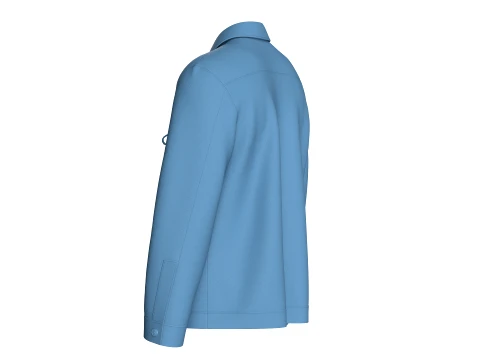 Men Utility Button-Up Jacket With Multi Pockets 3D Model