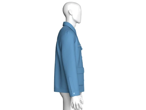 Men Utility Button-Up Jacket With Multi Pockets 3D Model
