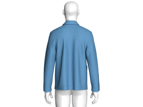 Men Utility Button-Up Jacket With Multi Pockets 3D Model