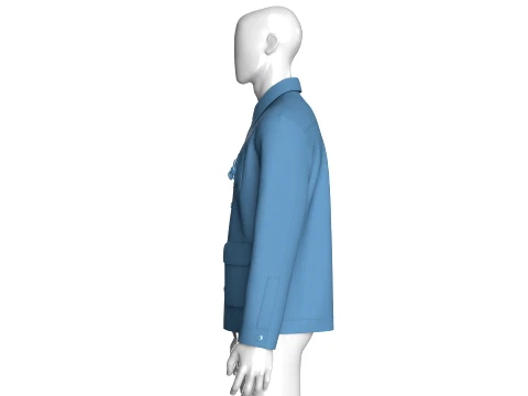 Men Utility Button-Up Jacket With Multi Pockets 3D Model