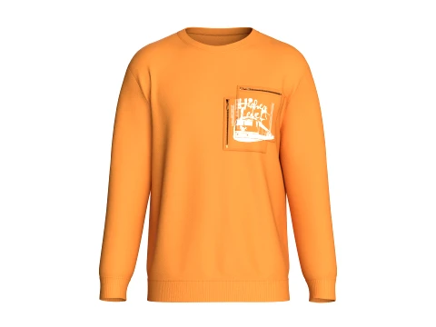 Sweat-shirt imprim&eacute; double couche avec poche zipp&eacute;e pour homme Modèle 3D