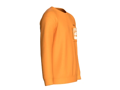 Men Printed Double Layer Zip Pocket Sweatshirt 3D Model