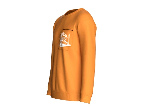 Men Printed Double Layer Zip Pocket Sweatshirt 3D Model