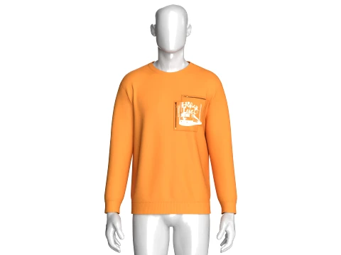 Men Printed Double Layer Zip Pocket Sweatshirt 3D Model