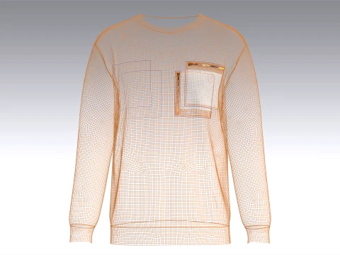 Men Printed Double Layer Zip Pocket Sweatshirt 3D Model