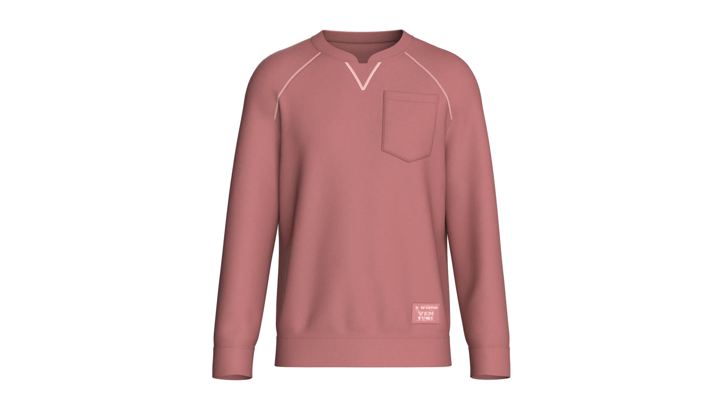 Men Notch Collar Sweatshirt With Chest Pocket 3D Model .c4d .max .obj .3ds .fbx .stl .blend 