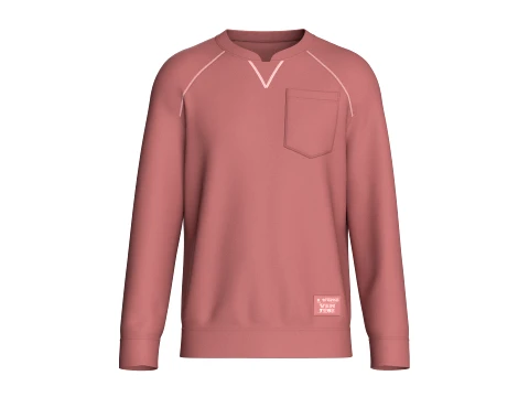 Men Notch Collar Sweatshirt With Chest Pocket 3D Model