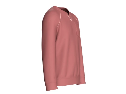 Men Notch Collar Sweatshirt With Chest Pocket 3D Model