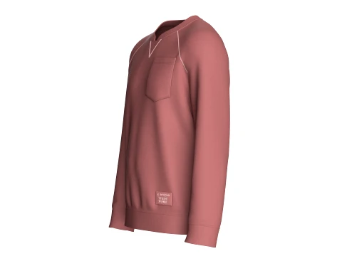 Men Notch Collar Sweatshirt With Chest Pocket 3D Model