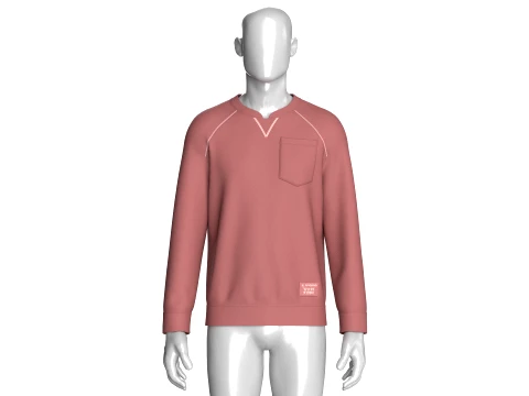 Men Notch Collar Sweatshirt With Chest Pocket 3D Model