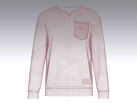 Men Notch Collar Sweatshirt With Chest Pocket 3D Model