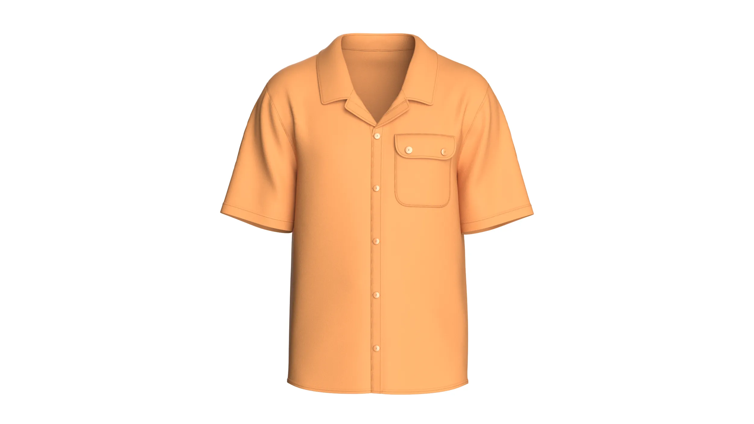 Men Cuban Camp Collar Shirt With Chest Pocket 3D Model .c4d .max .obj .3ds .fbx .stl .blend