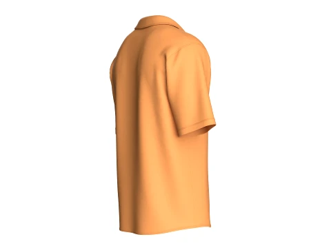 Men Cuban Camp Collar Shirt With Chest Pocket 3D Model