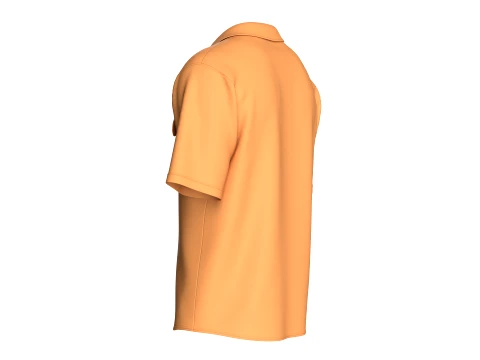 Men Cuban Camp Collar Shirt With Chest Pocket 3D Model