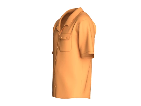 Men Cuban Camp Collar Shirt With Chest Pocket 3D Model