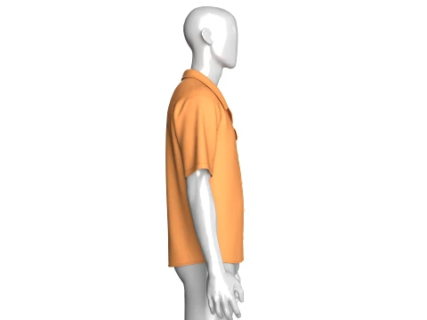 Men Cuban Camp Collar Shirt With Chest Pocket 3D Model