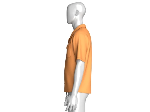 Men Cuban Camp Collar Shirt With Chest Pocket 3D Model