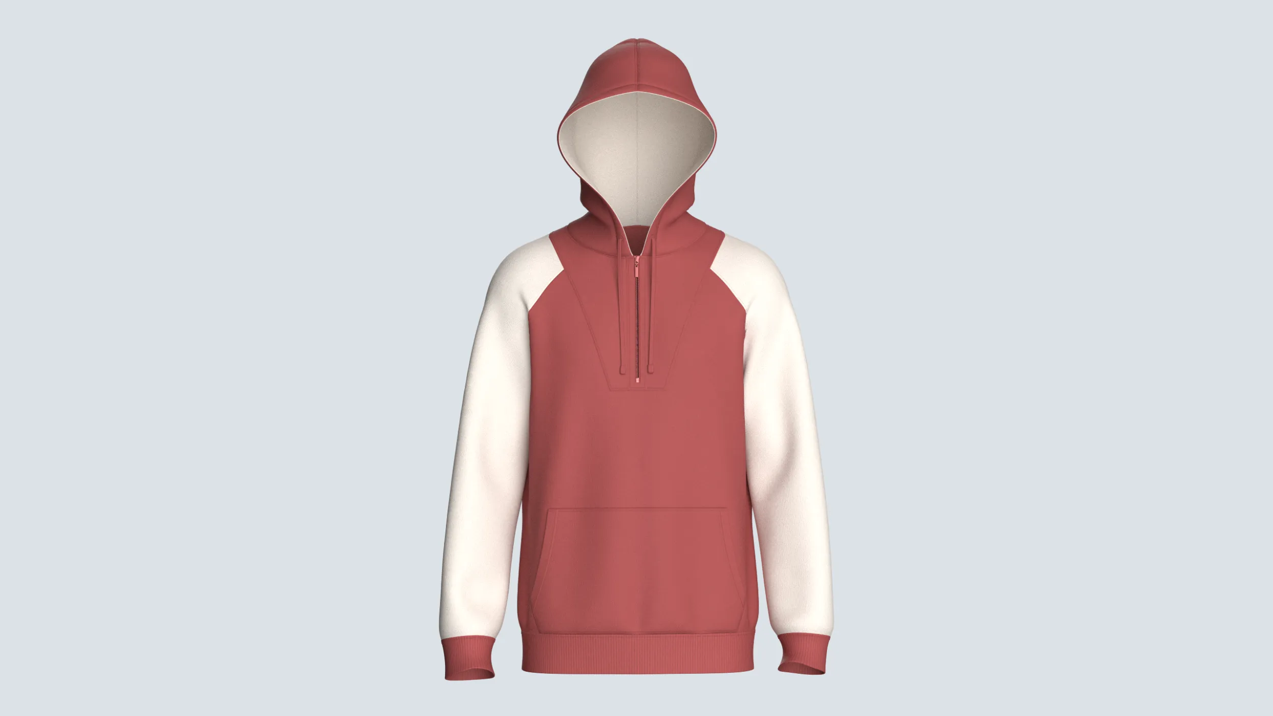 Men 2 Ton Color Block Half-Zip Hoodie 3D Model .c4d .max .obj .3ds .fbx .stl .blend