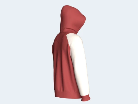 Men 2 Ton Color Block Half-Zip Hoodie 3D Model